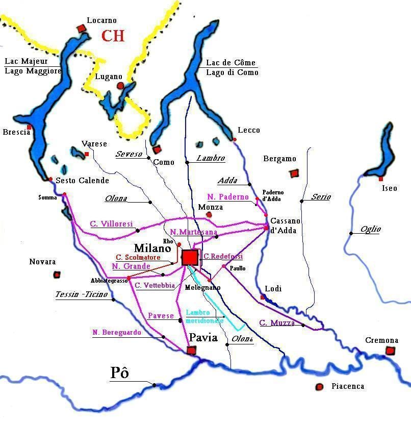 מפה של מילאנו navigli district
