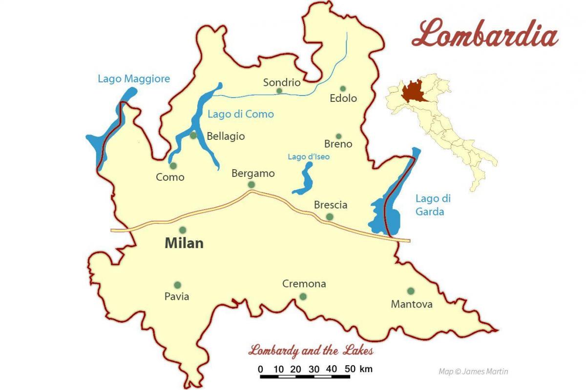 מפה של מילאנו לומברדיה