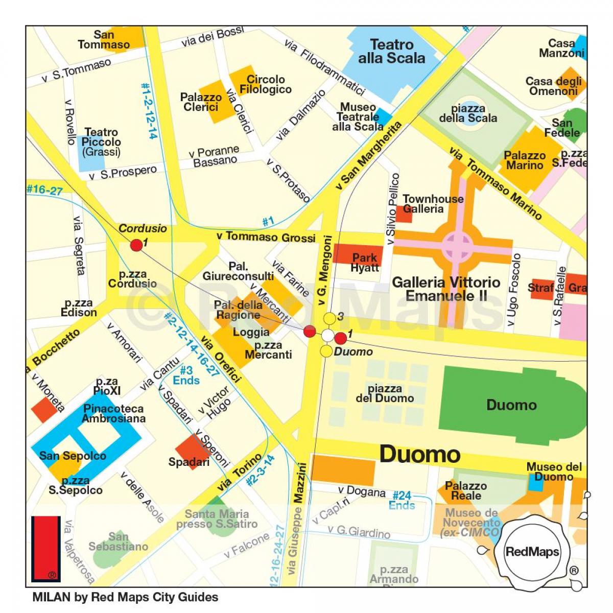מפה של רחוב הקניות מילאנו