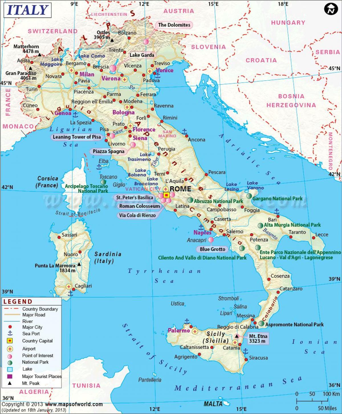 מפה של מילאנו ואת האזור שמסביב